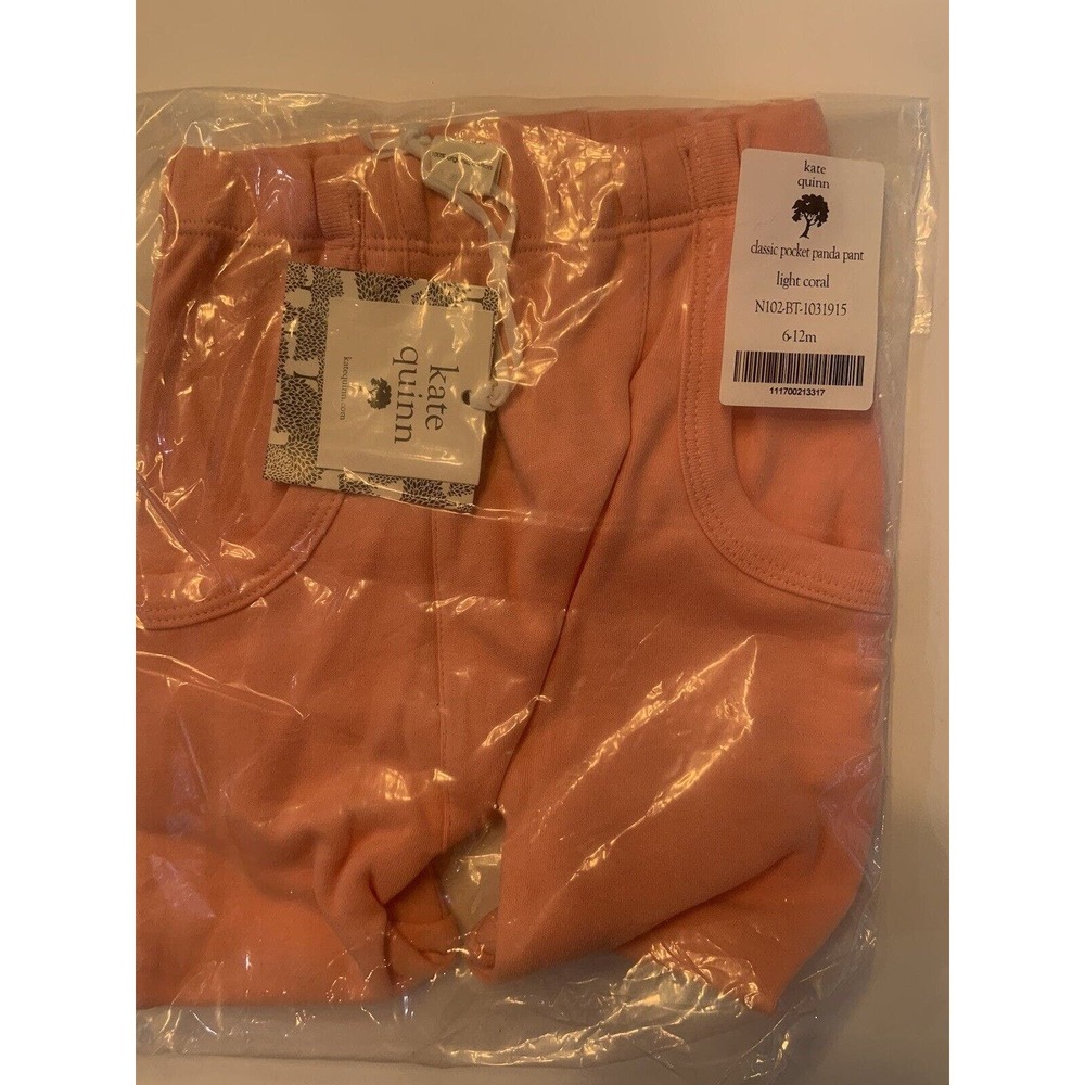 Kate Quinn Classic Pocket Panda Pants Organic Interlock Light Coral Size 6-12 Mo